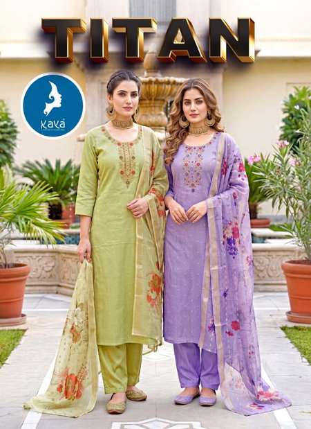 Titan By Kaya Shimmer Jacquard Kurti With Bottom Dupatta